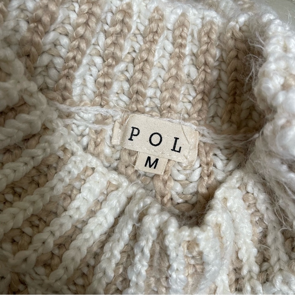 POL Atria Two-Tone Woven Wool Blend Mock Neck Sweater Size Medium - Picture 3 of 11